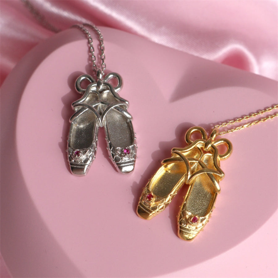 Copper Ballet Shoe Pendant Necklace Apparel and Accessories