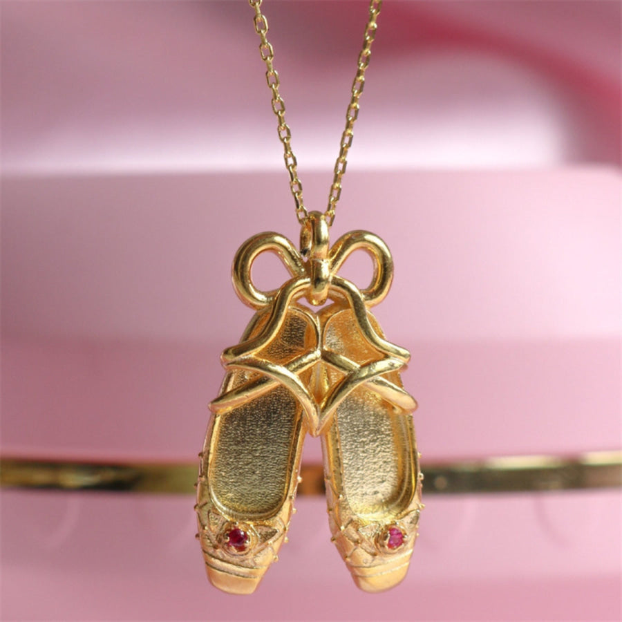 Copper Ballet Shoe Pendant Necklace Gold / One Size Apparel and Accessories