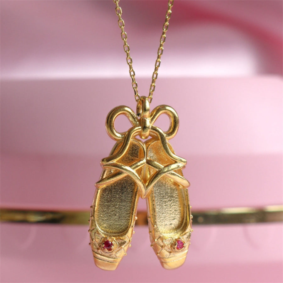 Copper Ballet Shoe Pendant Necklace Apparel and Accessories