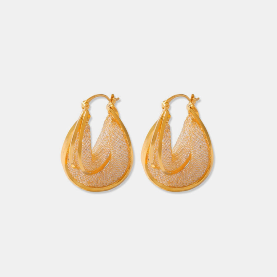 Copper Glass Stone U Shape Earrings Gold / One Size Apparel and Accessories