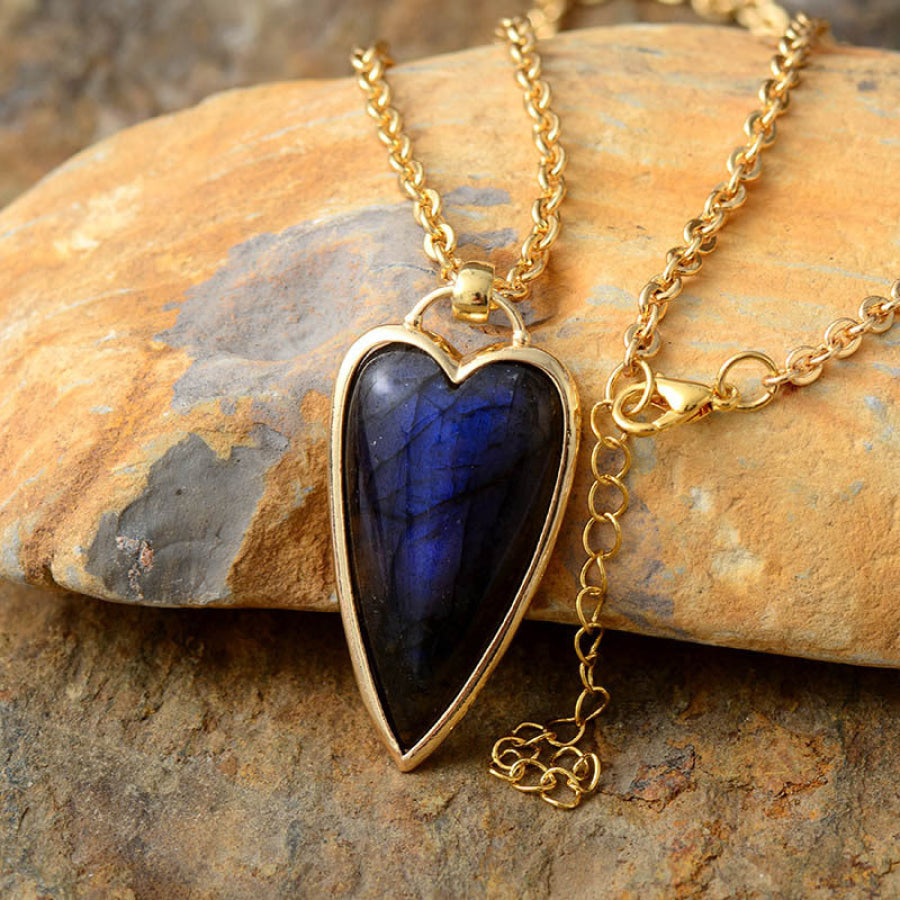 Copper Labradorite Heart Shape Necklace Gold / One Size Apparel and Accessories