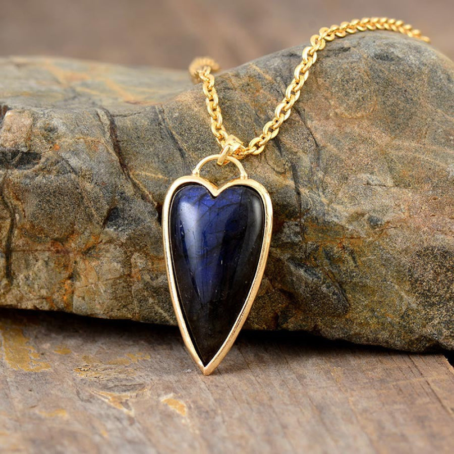 Copper Labradorite Heart Shape Necklace Gold / One Size Apparel and Accessories