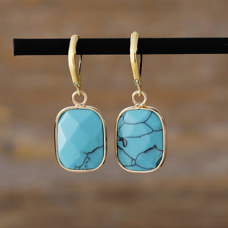 Copper Natural Stone Dangle Earrings Sky Blue / One Size Apparel and Accessories