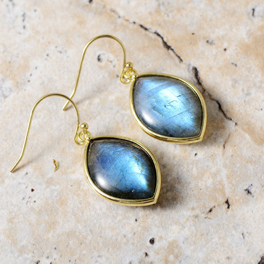 Copper Stone Teardrop Earrings Apparel and Accessories