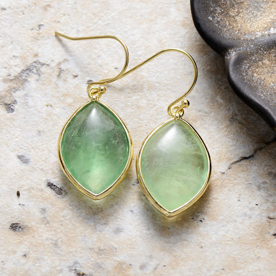 Copper Stone Teardrop Earrings Light Green / One Size Apparel and Accessories