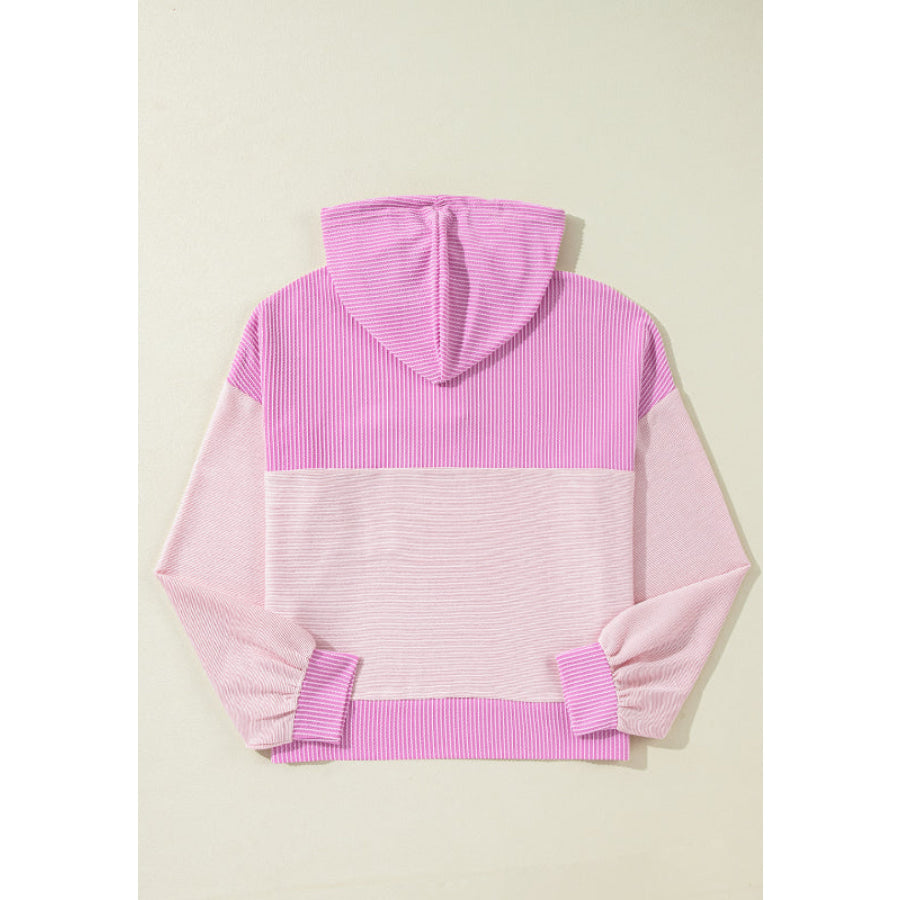 Corded Color Block Drawstring Hoodie Apparel and Accessories