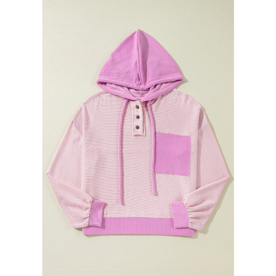 Corded Color Block Drawstring Hoodie Apparel and Accessories