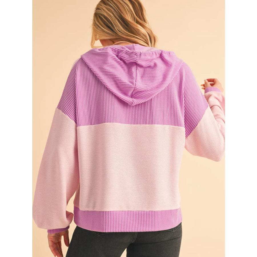 Corded Color Block Drawstring Hoodie Apparel and Accessories