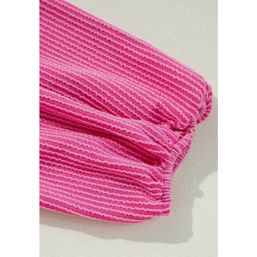 Corded Johnny Collar Long Sleeve Babydoll Blouse Apparel and Accessories