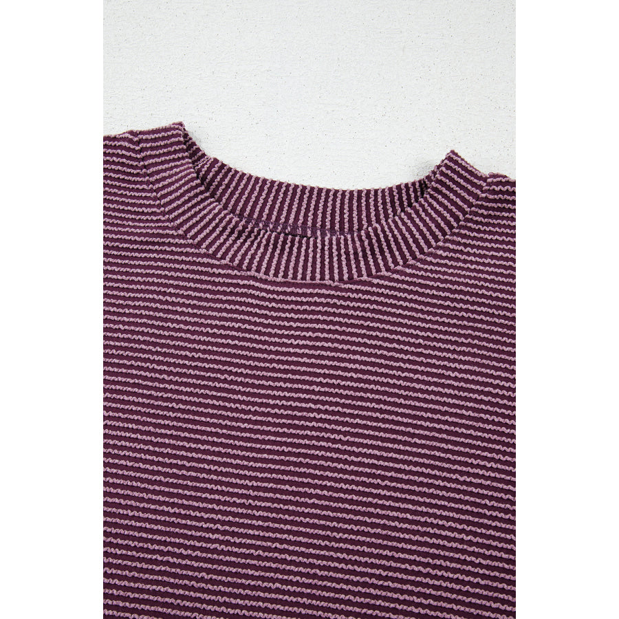 Corded Knit Mock Neck Short Sleeve T Shirt Apparel and Accessories