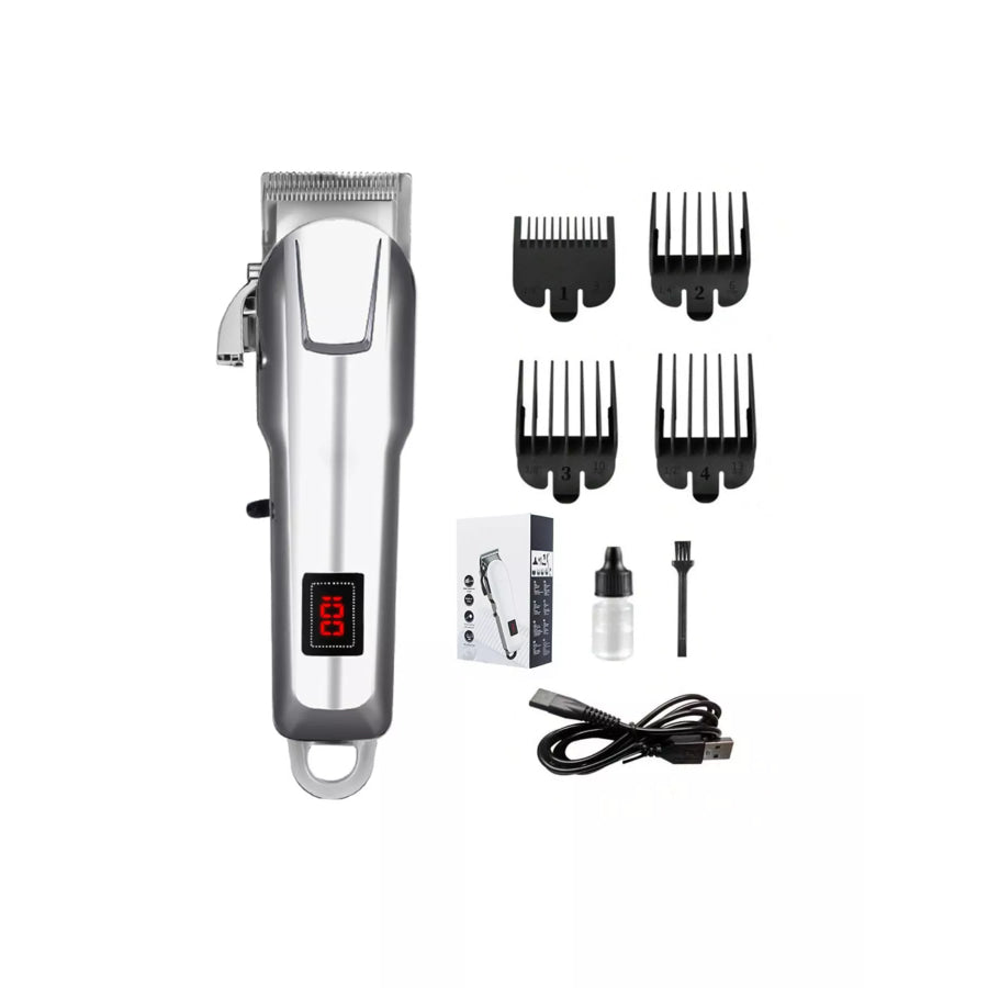 Cordless Hair Clipper with LED Display Silver / One Size Apparel and Accessories