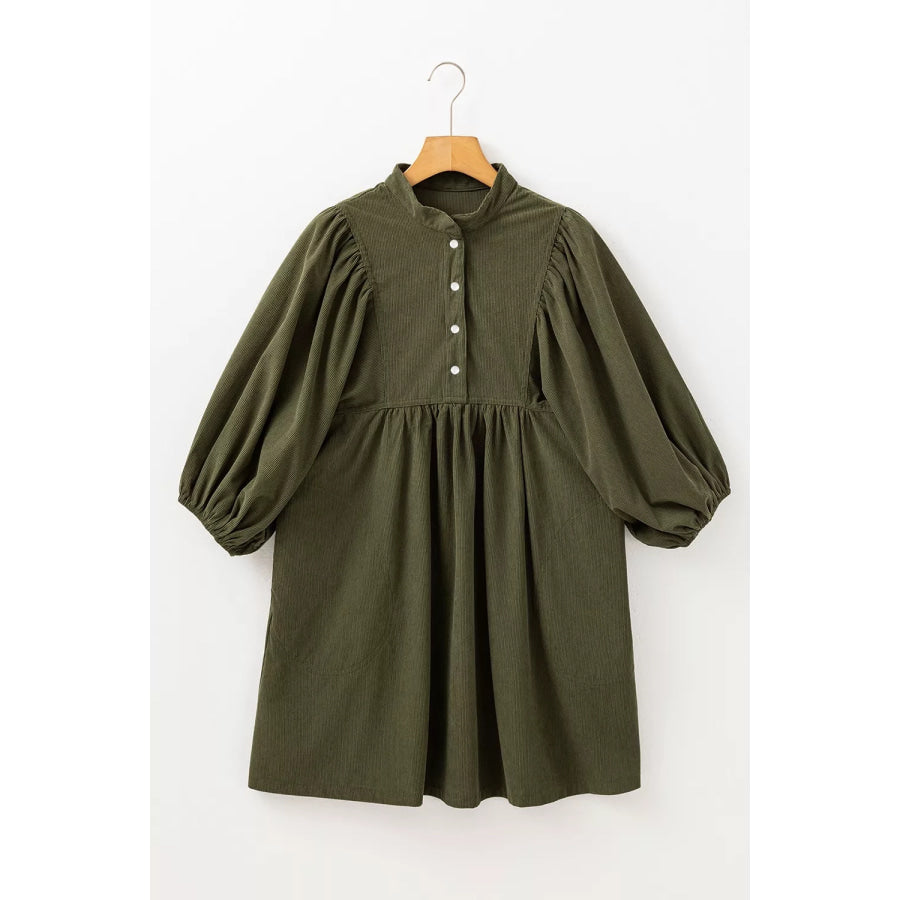 Corduroy Button-Down Babydoll Dress Apparel and Accessories