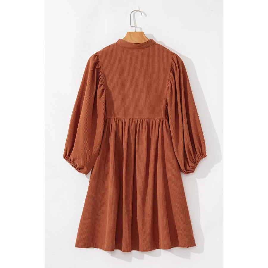 Corduroy Button-Down Babydoll Dress Apparel and Accessories