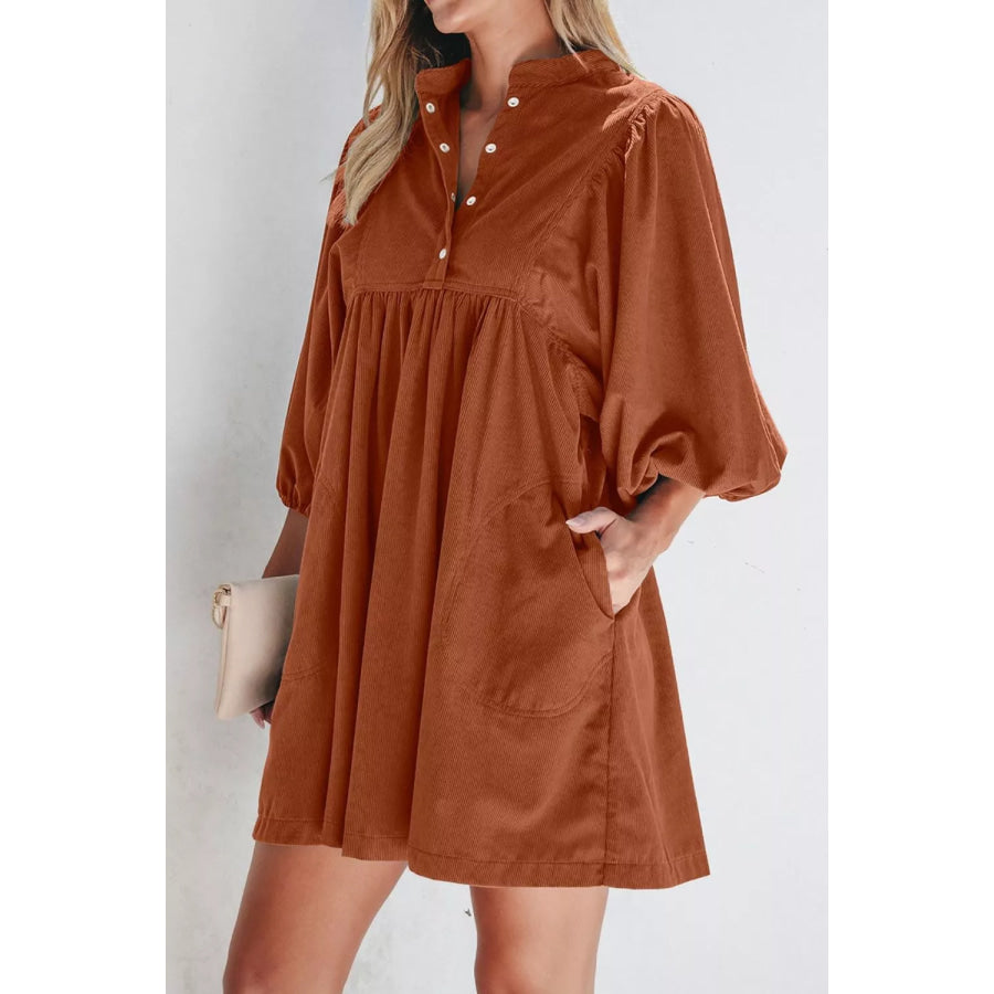 Corduroy Button-Down Babydoll Dress Apparel and Accessories