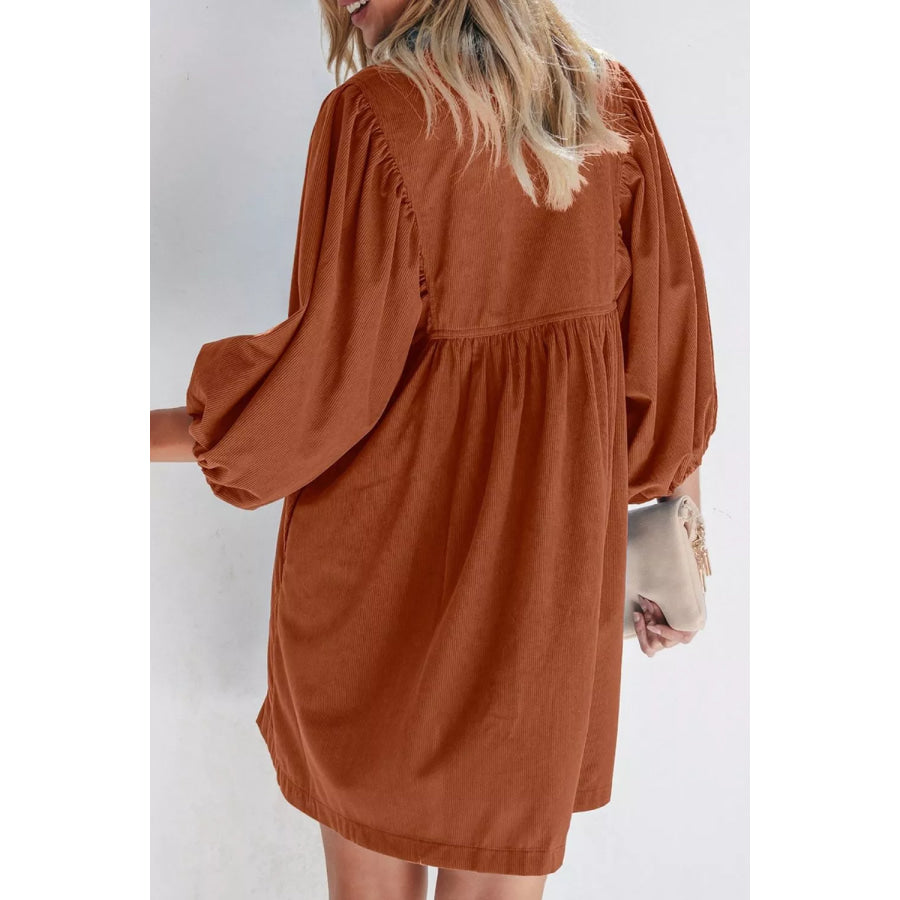 Corduroy Button-Down Babydoll Dress Apparel and Accessories