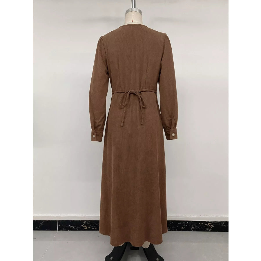 Corduroy Button-Down Maxi Dress Apparel and Accessories