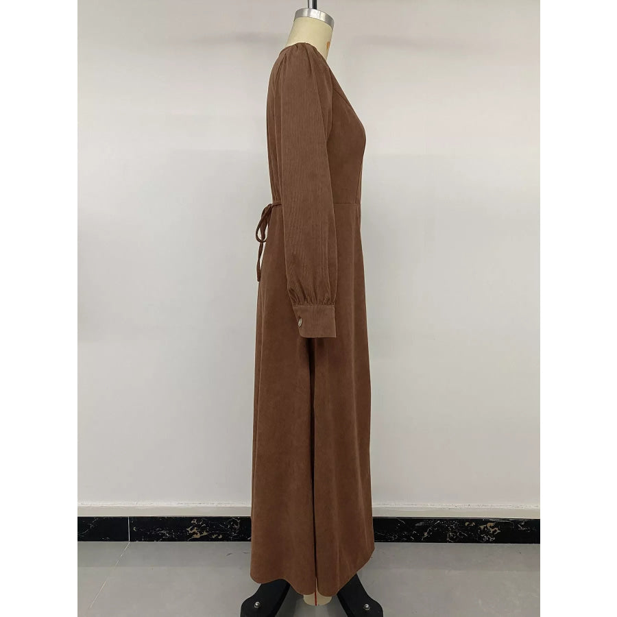 Corduroy Button-Down Maxi Dress Apparel and Accessories