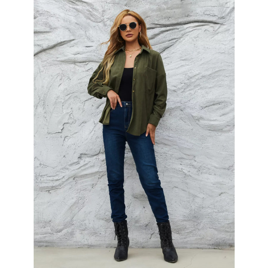 Corduroy Button-Up Shirt Apparel and Accessories