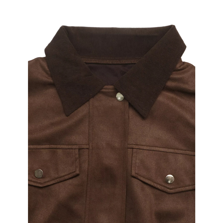 Corduroy Collar Zip-Up Jacket Apparel and Accessories
