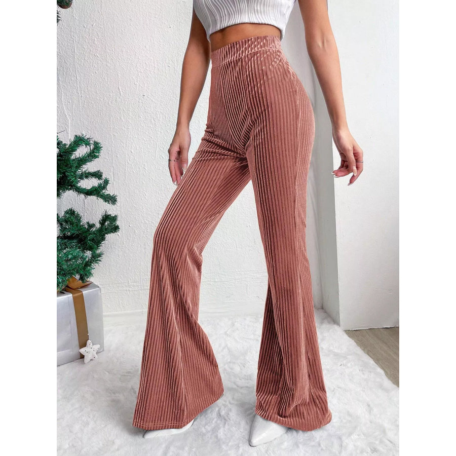 Corduroy High Waist Flare Pants Apparel and Accessories