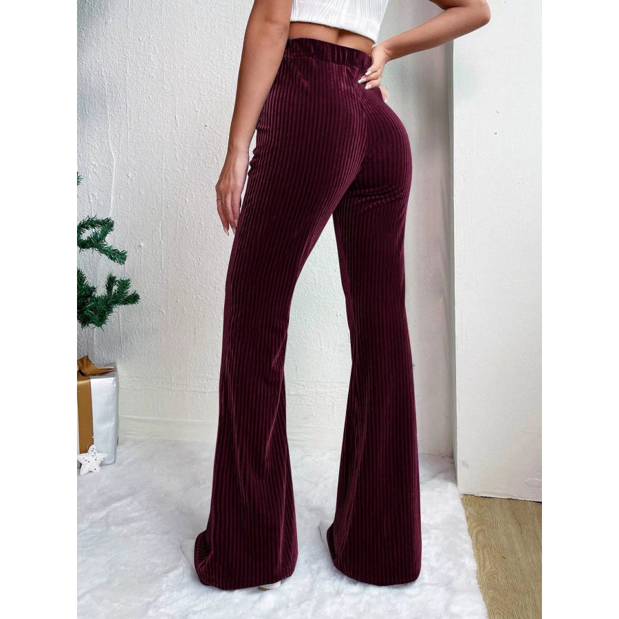Corduroy High Waist Flare Pants Apparel and Accessories