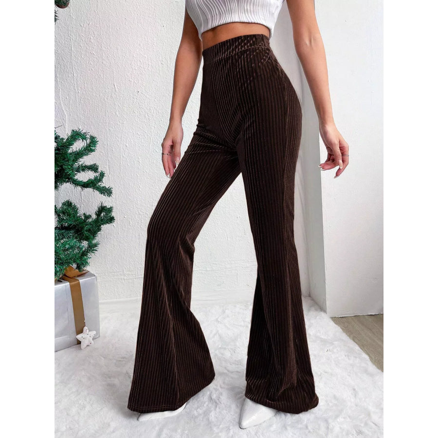 Corduroy High Waist Flare Pants Apparel and Accessories