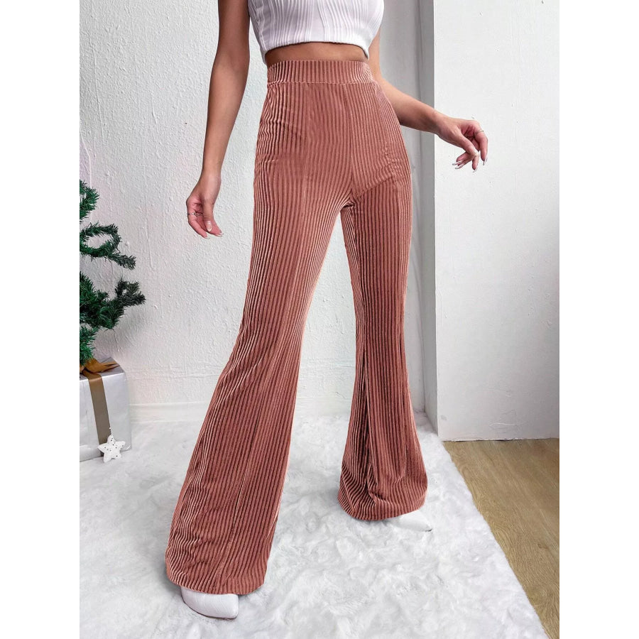 Corduroy High Waist Flare Pants Apparel and Accessories