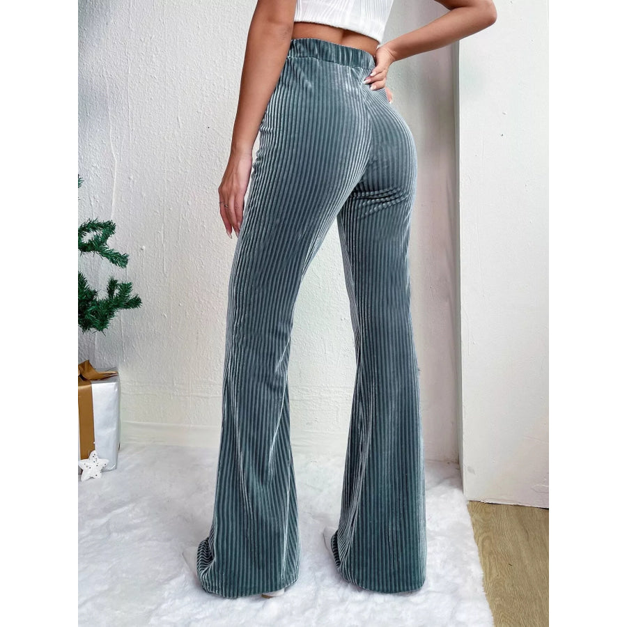 Corduroy High Waist Flare Pants Apparel and Accessories