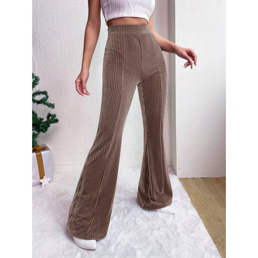 Corduroy High Waist Flare Pants Apparel and Accessories