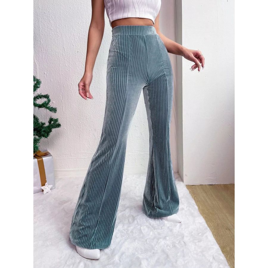 Corduroy High Waist Flare Pants Apparel and Accessories