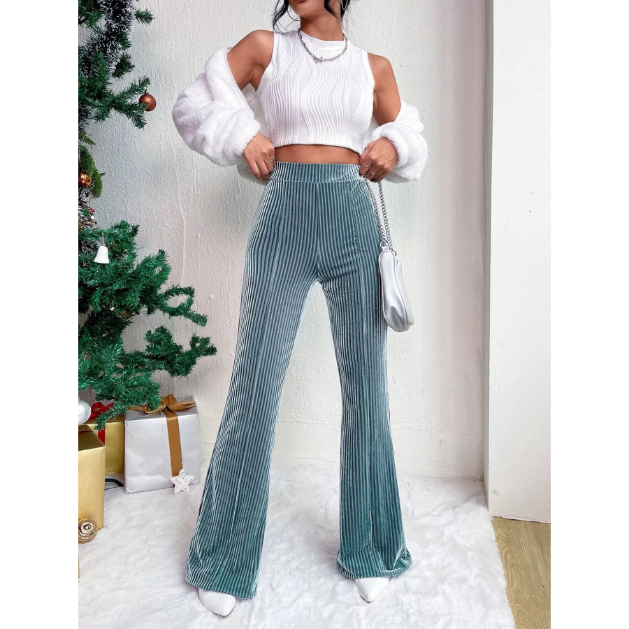 Corduroy High Waist Flare Pants Apparel and Accessories