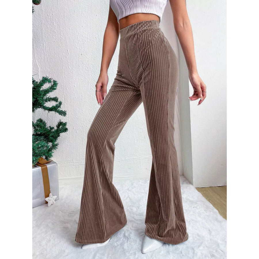 Corduroy High Waist Flare Pants Apparel and Accessories