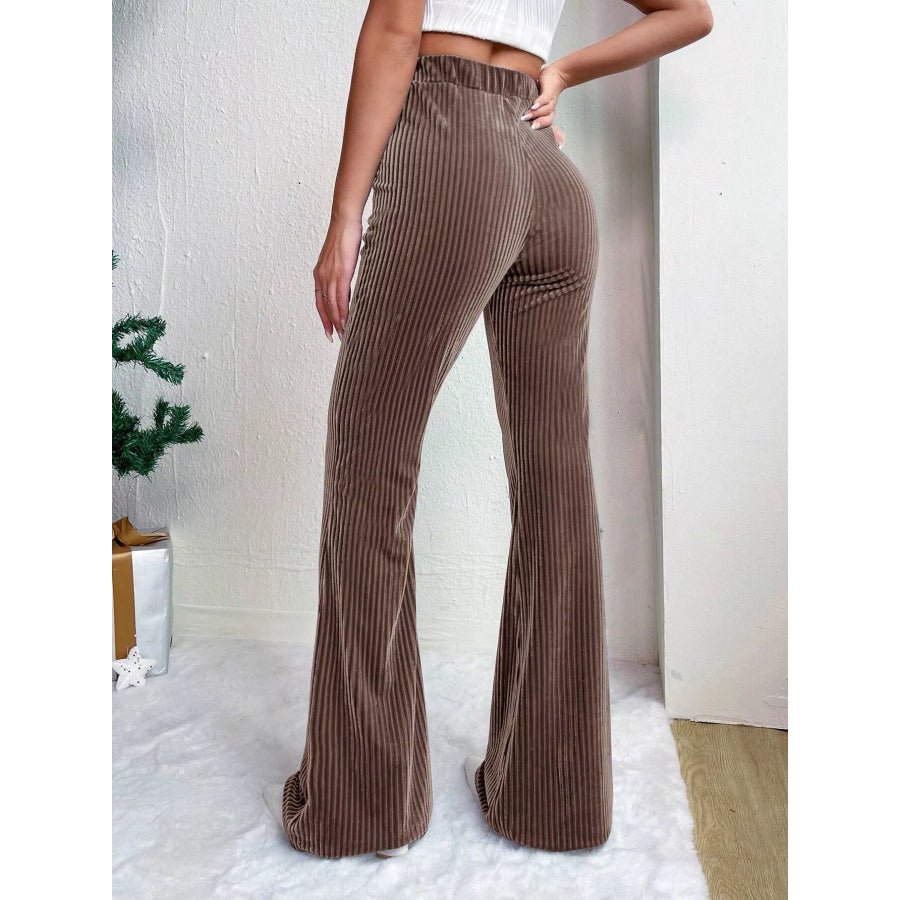 Corduroy High Waist Flare Pants Apparel and Accessories