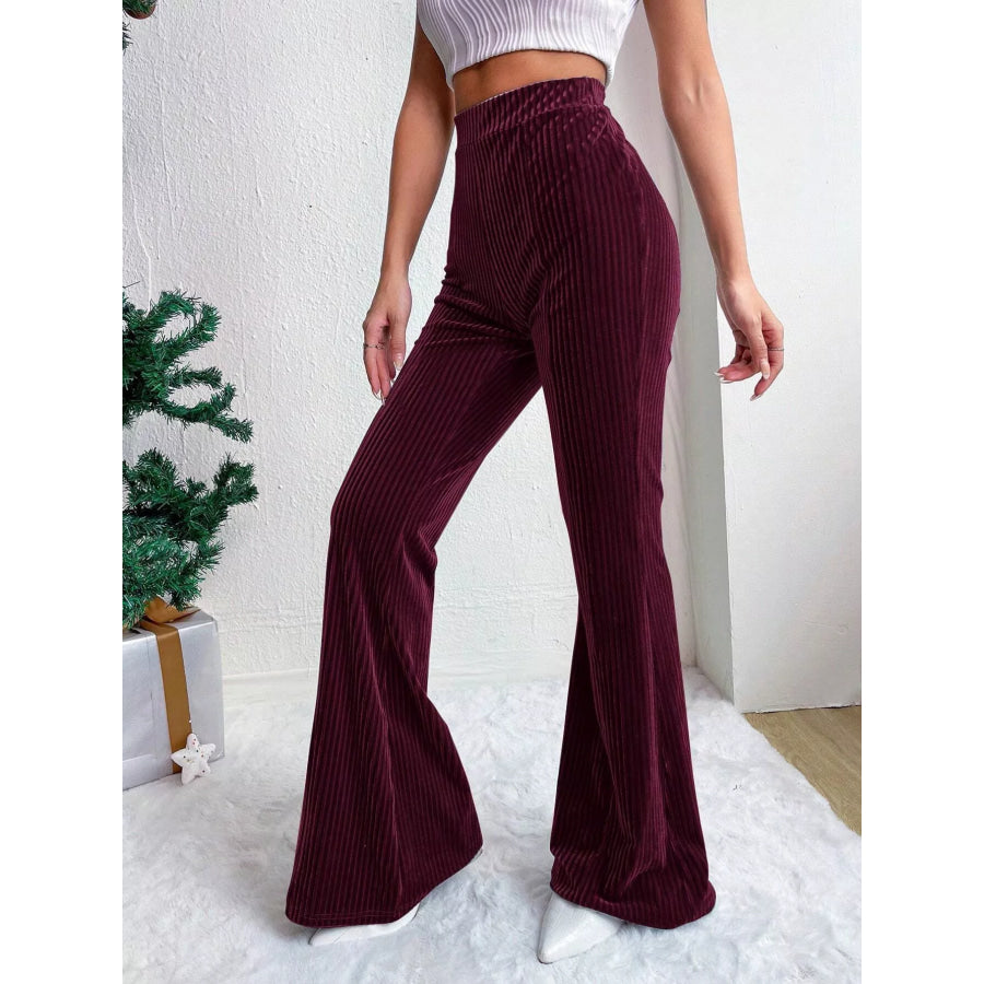 Corduroy High Waist Flare Pants Apparel and Accessories
