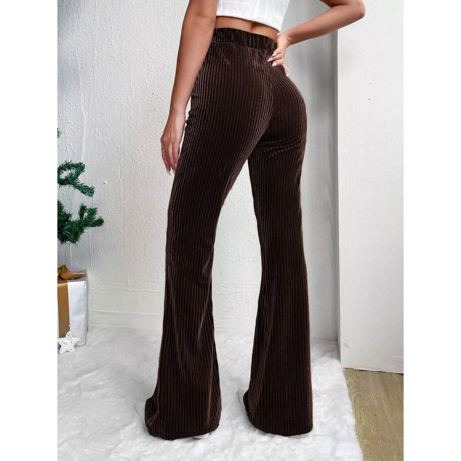 Corduroy High Waist Flare Pants Apparel and Accessories
