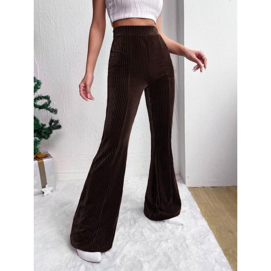 Corduroy High Waist Flare Pants Apparel and Accessories
