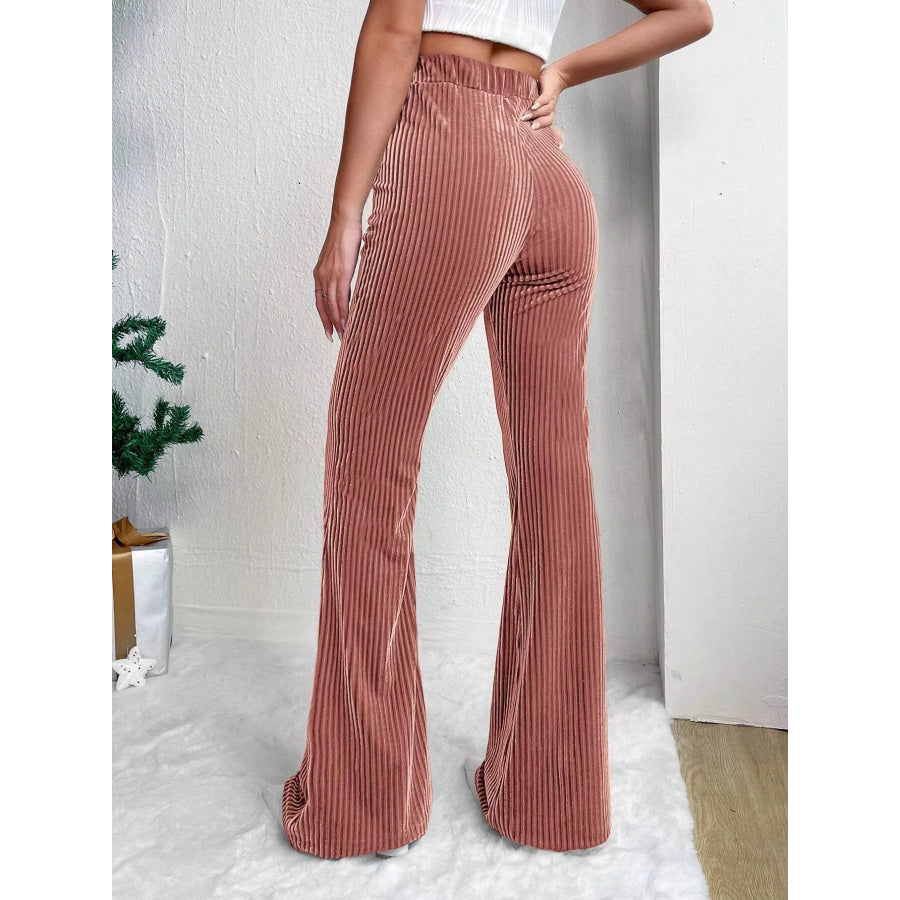 Corduroy High Waist Flare Pants Apparel and Accessories