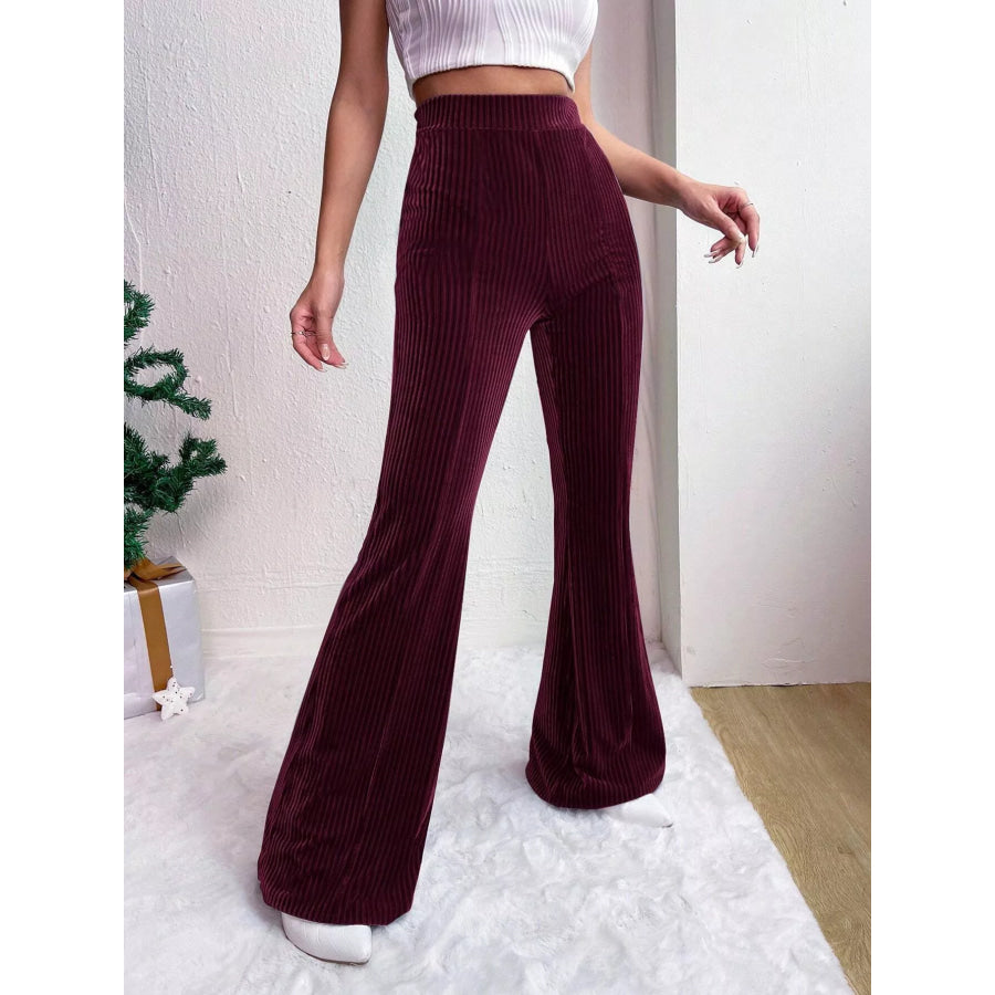 Corduroy High Waist Flare Pants Apparel and Accessories