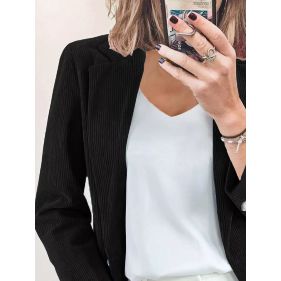 Corduroy Lapel Collar Casual Blazer Apparel and Accessories