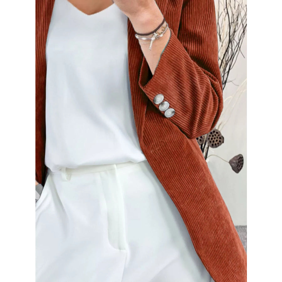 Corduroy Lapel Collar Casual Blazer Apparel and Accessories