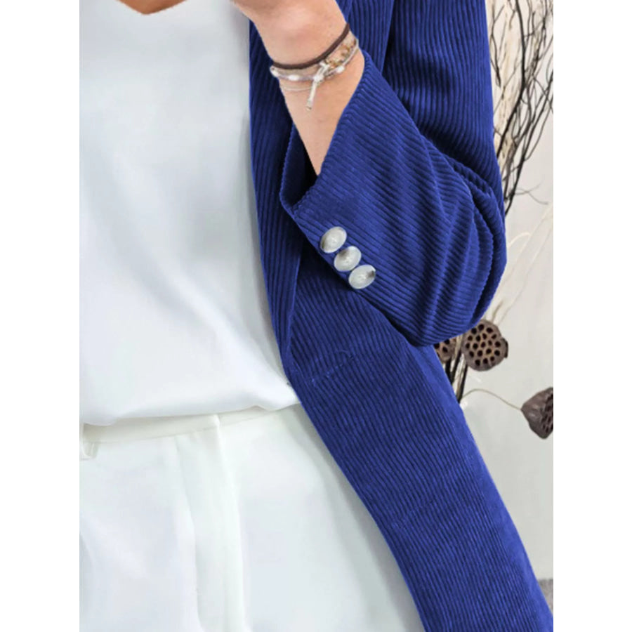 Corduroy Lapel Collar Casual Blazer Apparel and Accessories