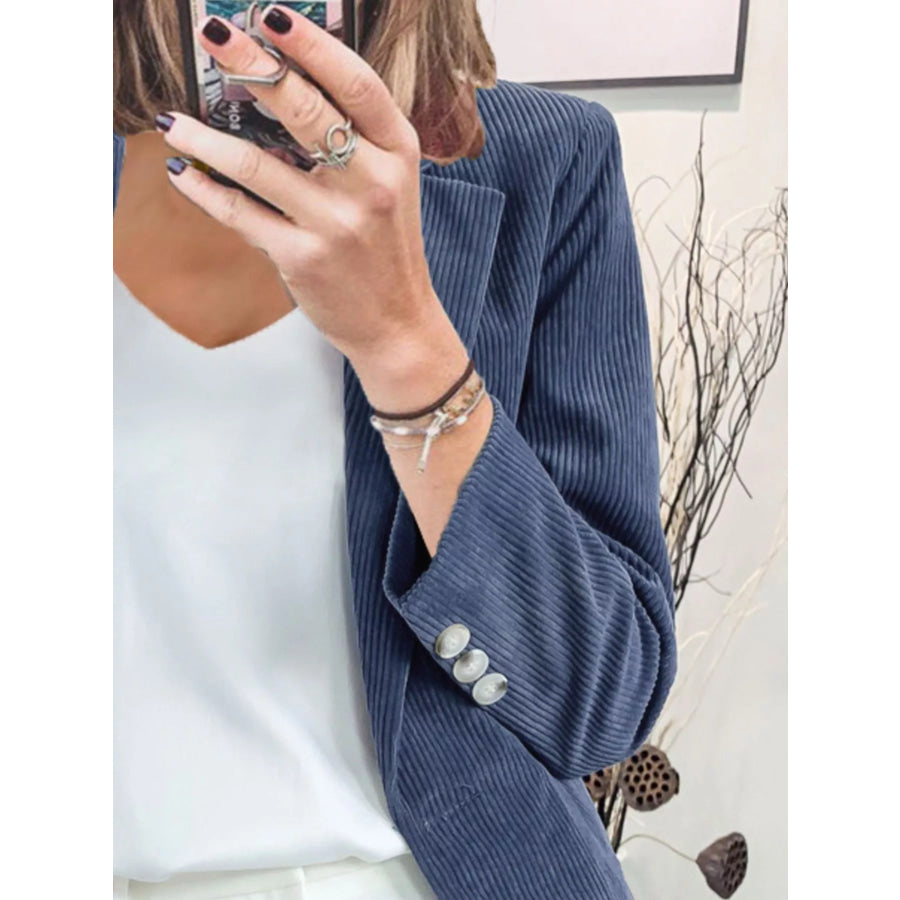 Corduroy Lapel Collar Casual Blazer Apparel and Accessories