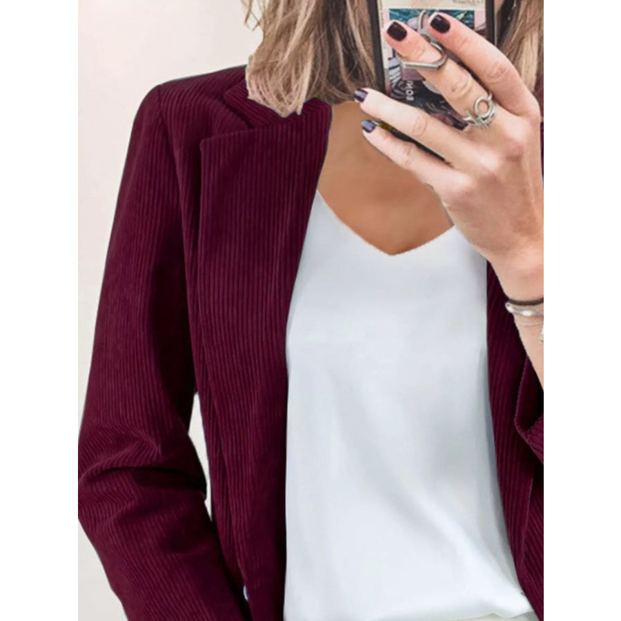 Corduroy Lapel Collar Casual Blazer Apparel and Accessories