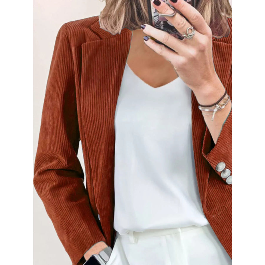 Corduroy Lapel Collar Casual Blazer Apparel and Accessories