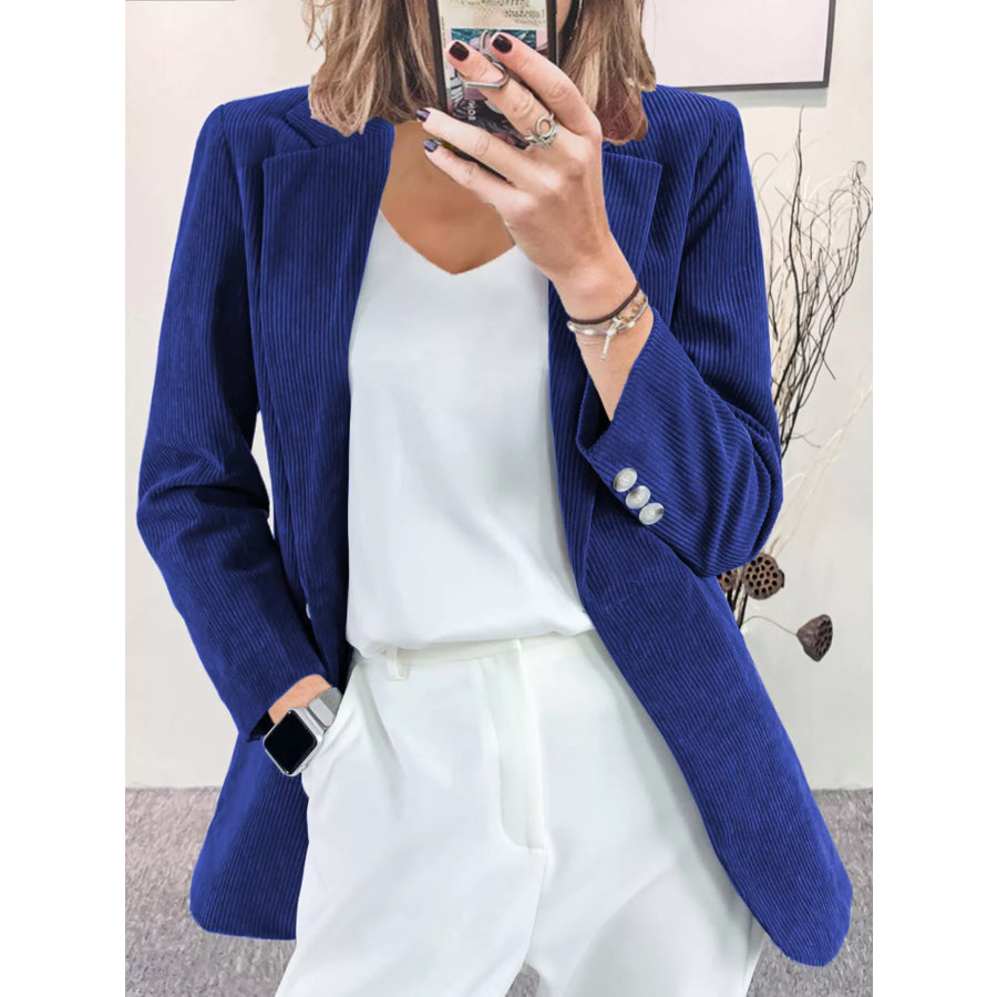 Corduroy Lapel Collar Casual Blazer Apparel and Accessories