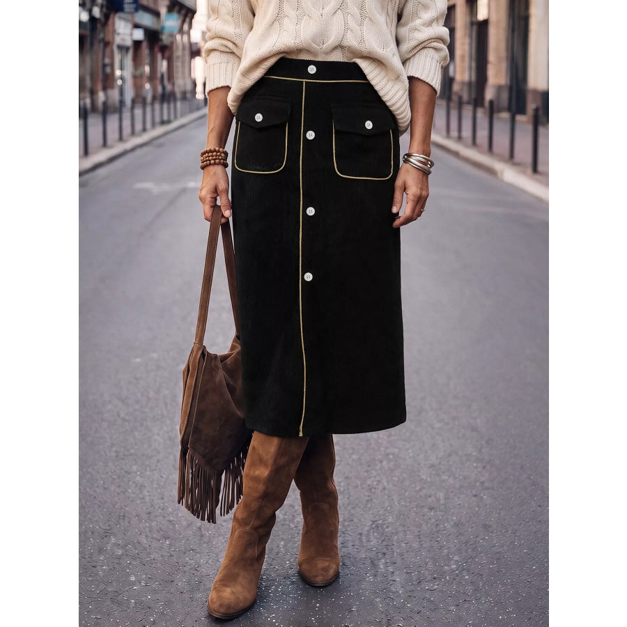 Corduroy Midi Skirt Apparel and Accessories
