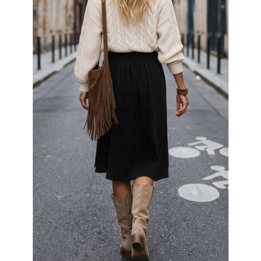 Corduroy Midi Skirt Apparel and Accessories