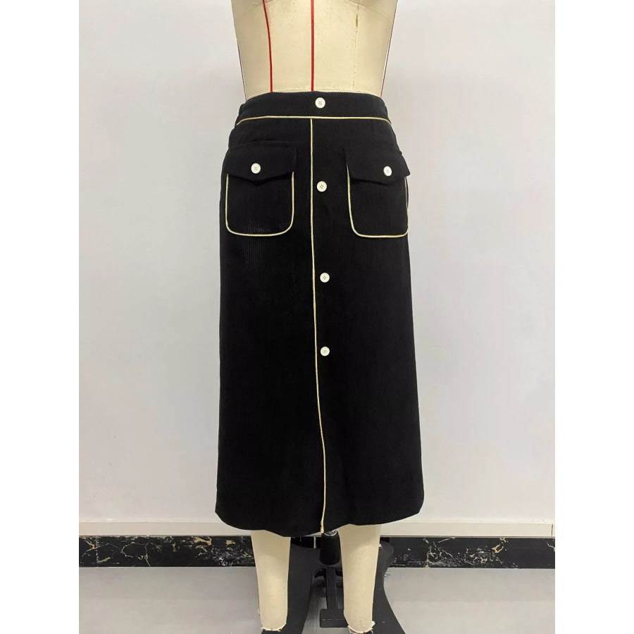 Corduroy Midi Skirt Apparel and Accessories