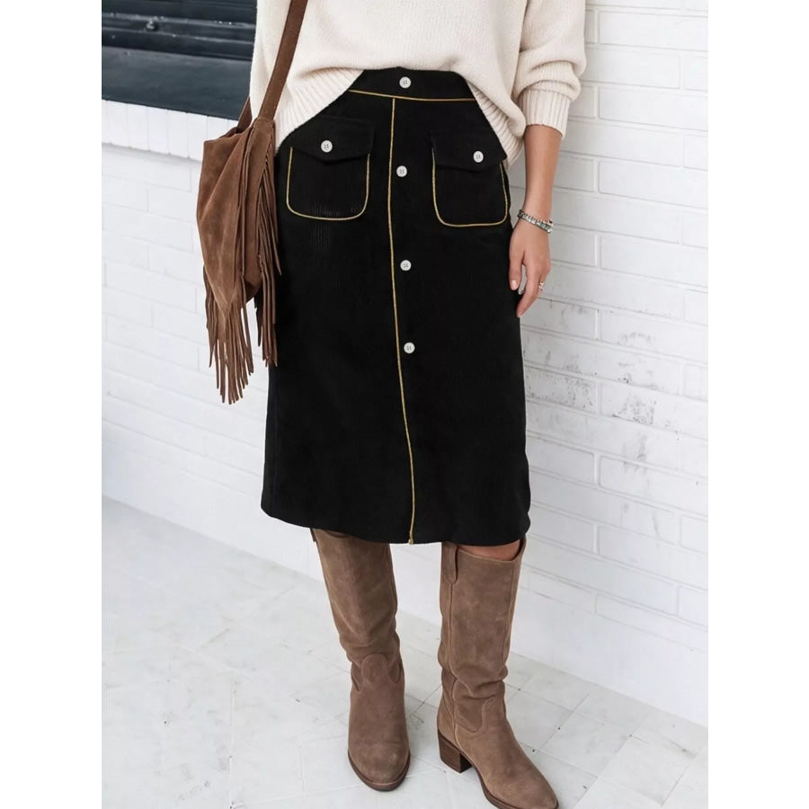 Corduroy Midi Skirt Apparel and Accessories