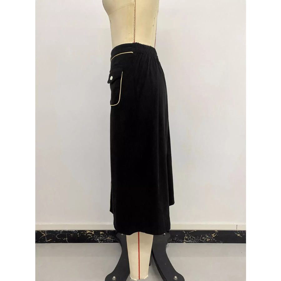 Corduroy Midi Skirt Apparel and Accessories